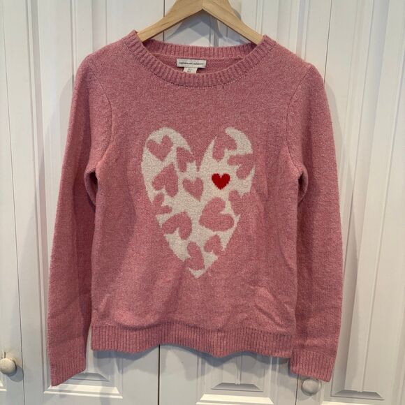 Cupcakes & Cashmere Pink Heart Sweater Size Small - Picture 1 of 6